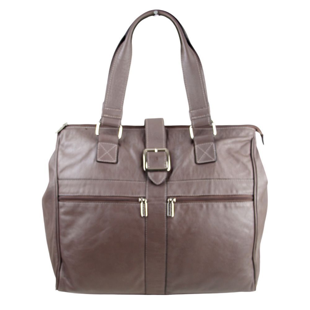 Bennemann BROWN GENUINE LEATHER BUCKLE SHOULDER BAG BUSINESS TOTE HANDBAG PURSE